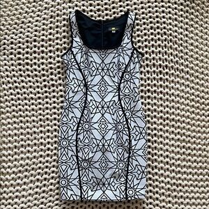 Elegant Black and White Patterned Mini Dress